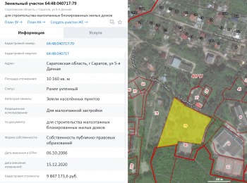 ДОМ.РФ готов уступить: кусок земли у Кумысной поляны в Саратове продают под таунхаусы ниже кадастра